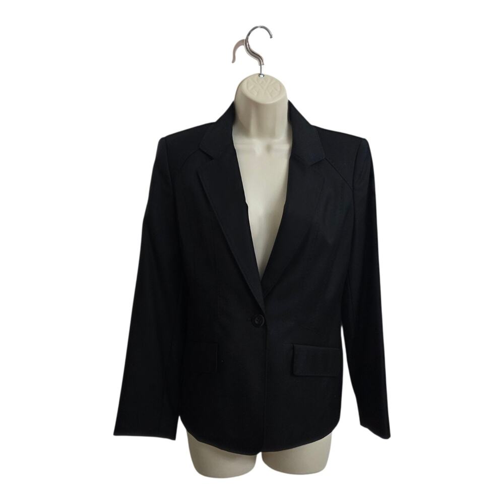 Anne Klein Womens 10P Notch Lapel Black Button Suit Blazer Professional